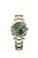 Rolex Datejust 36, Oystersteel and 18k Yellow Gold, Olive green sunray set with Diamonds dial, Fluted Oyster, Ref# 126233-0050