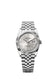 Rolex Datejust 36, Oystersteel and 18k White Gold, Silver set with diamonds dial, Fluted Jubilee, Ref# 126234-0067