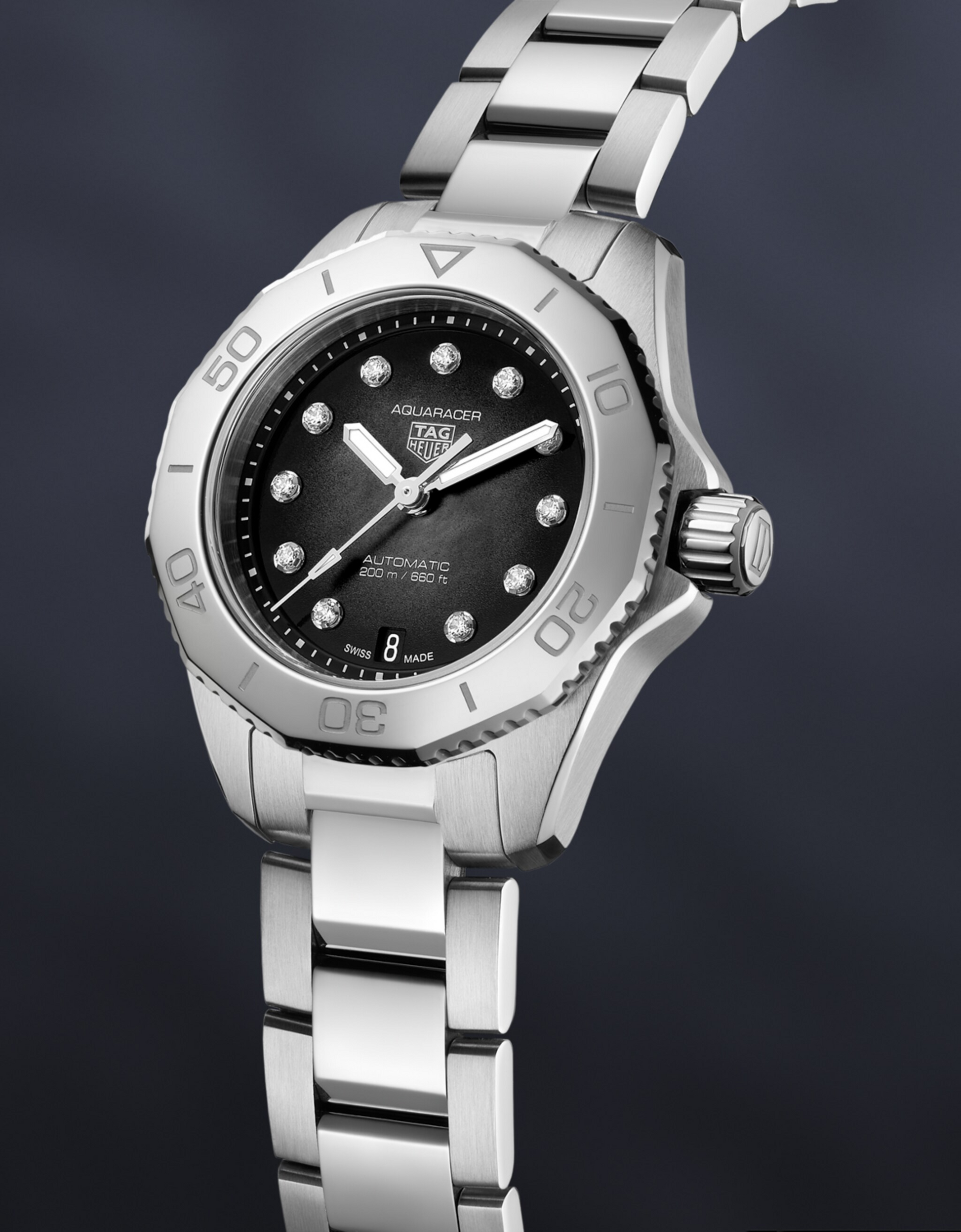 TAG Heuer Aquaracer Professional 200 Date, 30mm, Stainless Steel and 11 Diamonds, Ref# WBP2410.BA0622, Main view