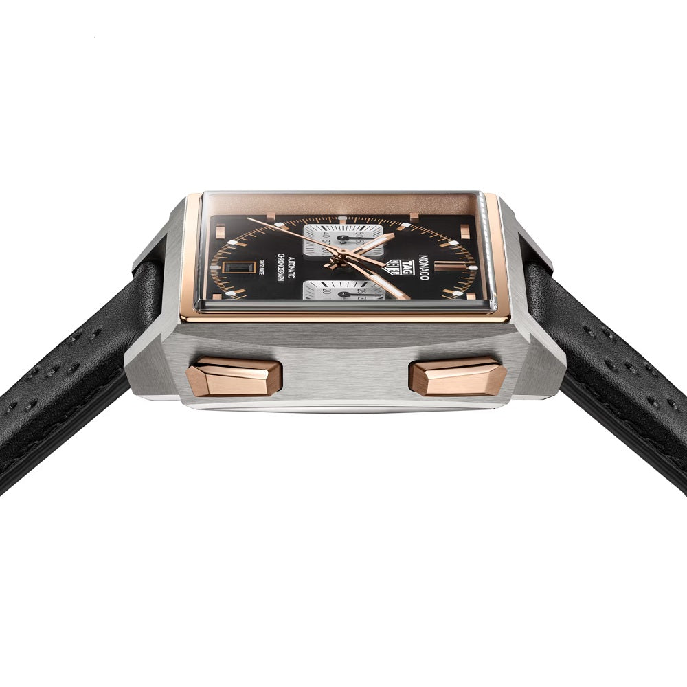 TAG Heuer Monaco Chronograph Automatic 39mm Titanium and 18k 5N Rose Gold, Ref# CDW2150.FC8360, Side