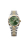 Rolex Datejust 36, Oystersteel and 18k Yellow Gold, Olive green Roman sunray dial, Fluted Jubilee, Ref# 126233-0053