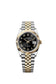 Rolex Datejust 36, Oystersteel and 18k Yellow Gold, Bright black sunray Roman dial, Fluted Jubilee, Ref# 126233-0055