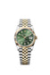 Rolex Datejust 36, Oystersteel and 18k Yellow Gold, Olive green sunray dial, Fluted Jubilee, Ref# 126233-0057