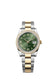 Rolex Datejust 36, Oystersteel and 18k Yellow Gold, Olive green sunray set with Diamonds dial, Diamond-set bezel Oyster, Ref# 126283RBR-0036