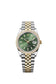 Unworn 2026, Rolex Datejust 36, Oystersteel and 18k Yellow Gold, Olive green sunray dial, Diamond-set bezel Jubilee, Ref# 126283RBR-0043