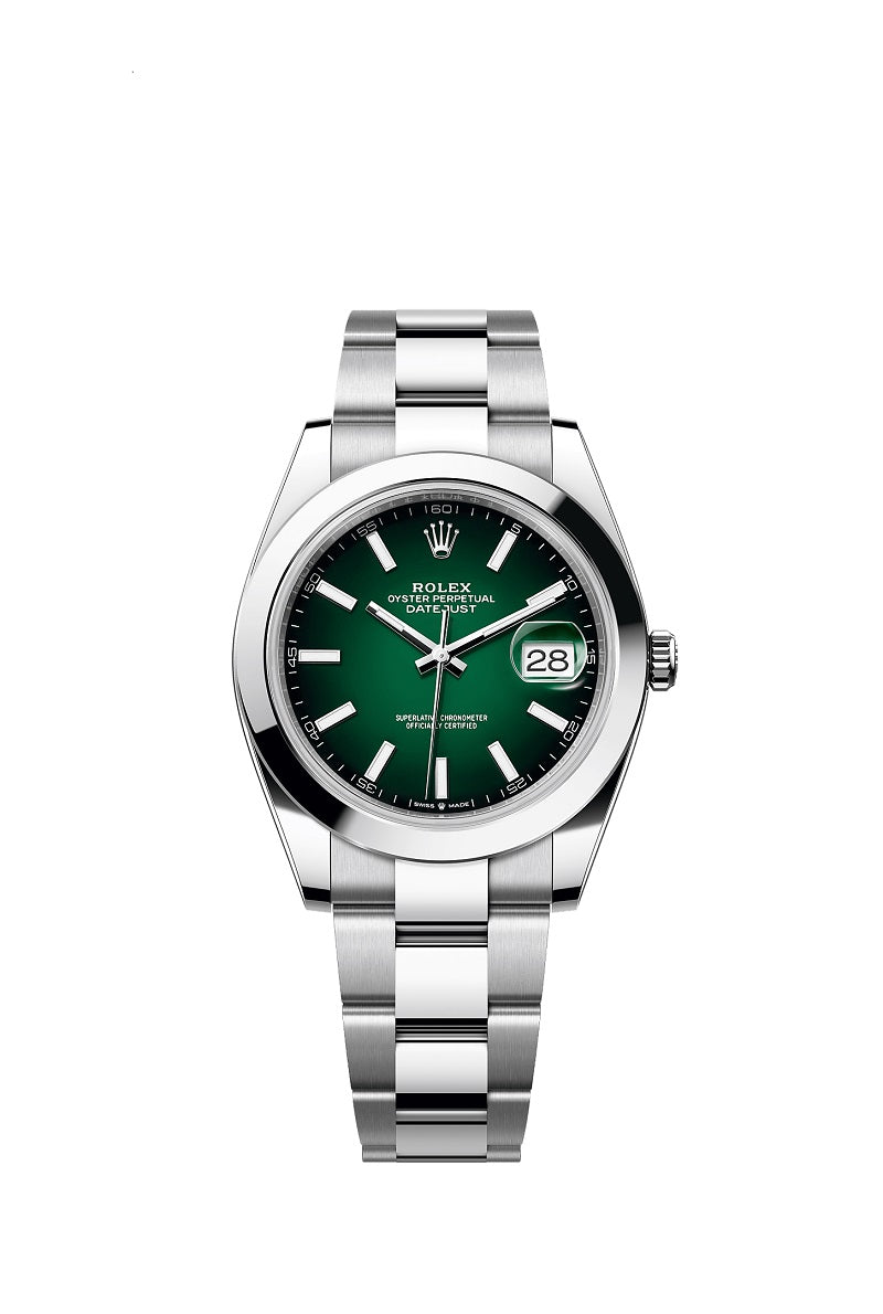 Rolex Datejust 41, Oystersteel, Green ombré dial, Smooth Oyster, Ref# 126300-0025