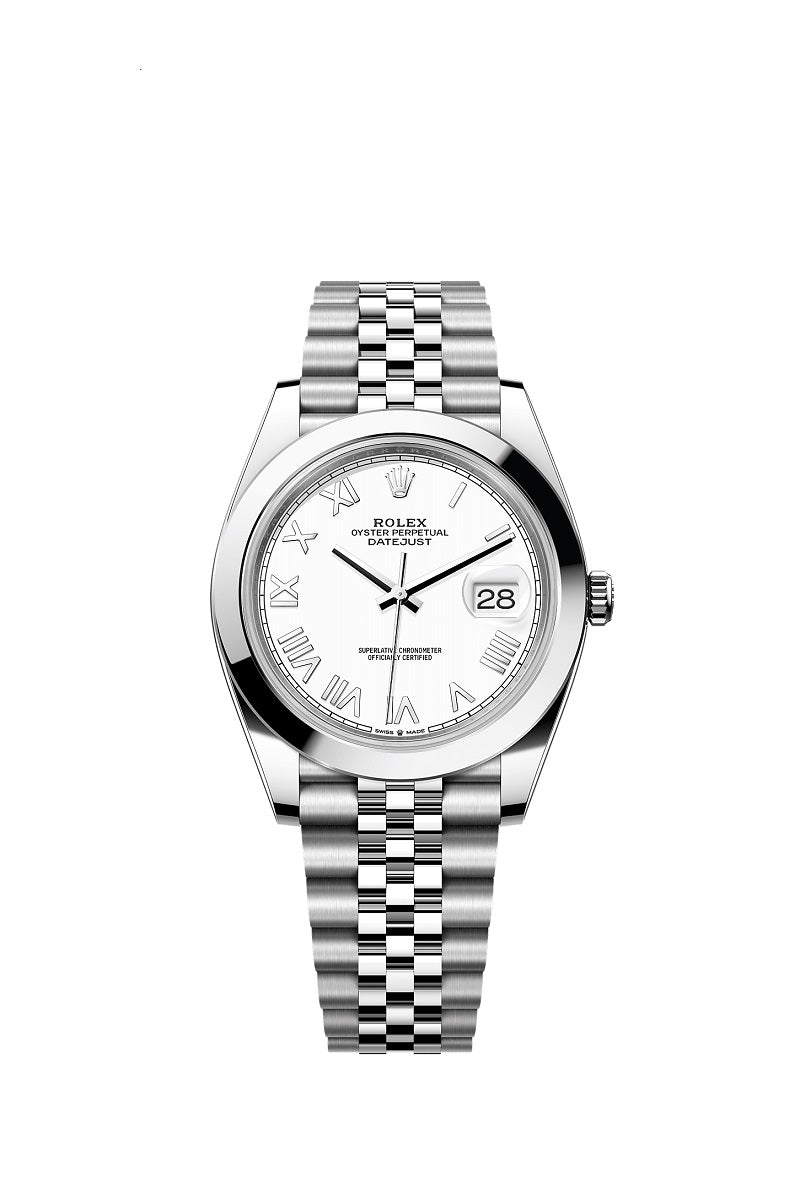 Rolex Datejust 41, Oystersteel, Intense white Roman dial, Smooth Jubilee, Ref# 126300-0028