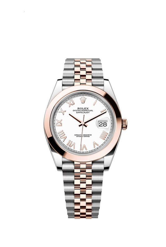 Rolex Datejust 41, Oystersteel and 18k Everose Gold, Intense White Roman dial, Smooth Jubilee, Ref# 126301-0026