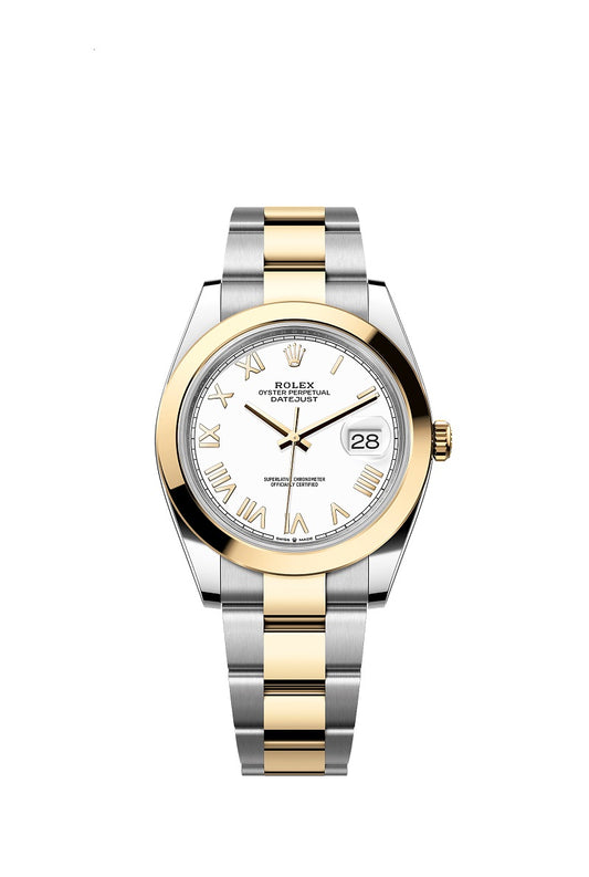 Rolex Datejust 41, Oystersteel and 18k Yellow Gold, Intense White Roman dial, Smooth Oyster, Ref# 126303-0025
