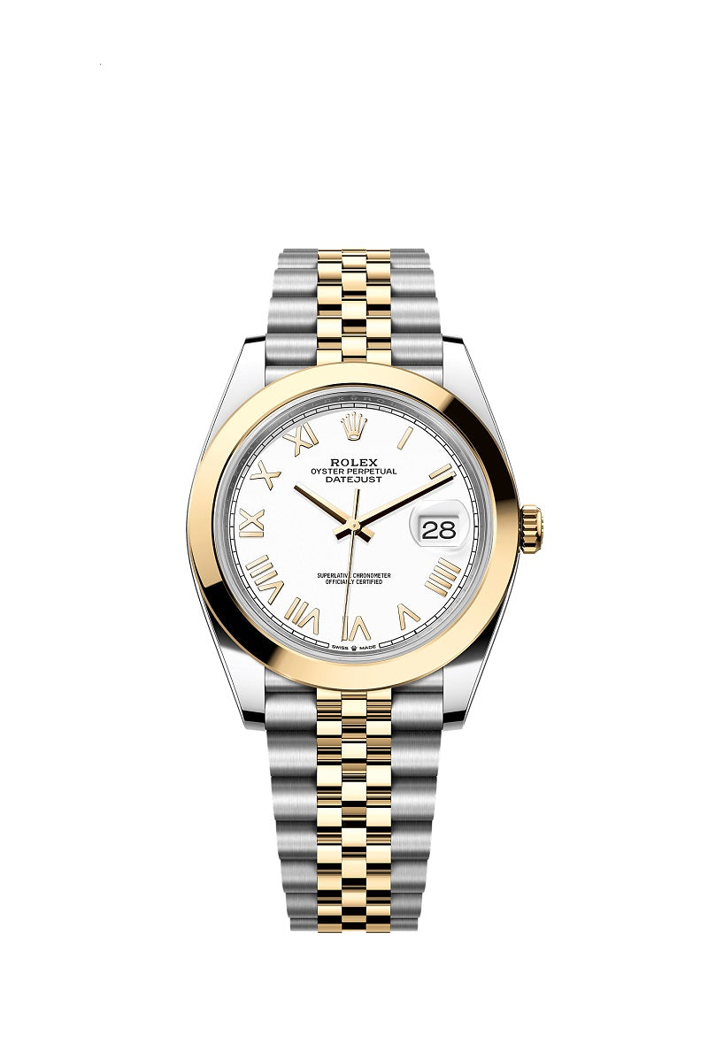 Rolex Datejust 41, Oystersteel and 18k Yellow Gold, Intense White Roman dial, Smooth Jubilee, Ref# 126303-0026