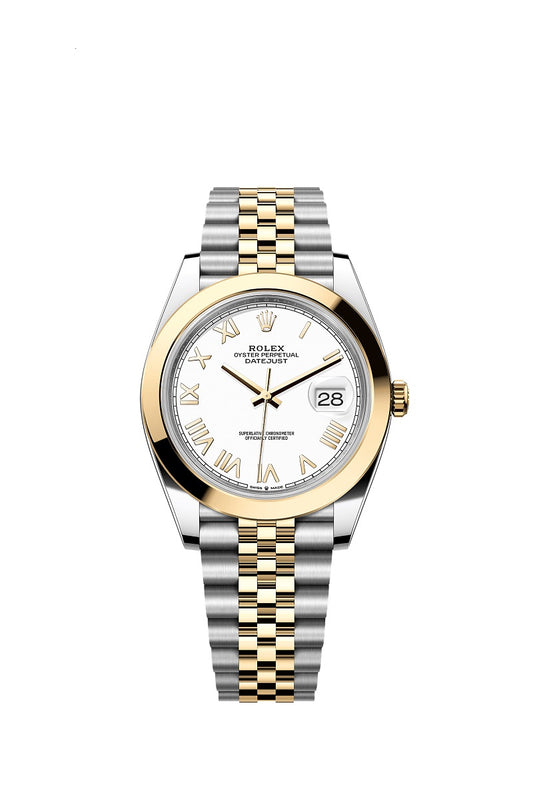 Rolex Datejust 41, Oystersteel and 18k Yellow Gold, Intense White Roman dial, Smooth Jubilee, Ref# 126303-0026