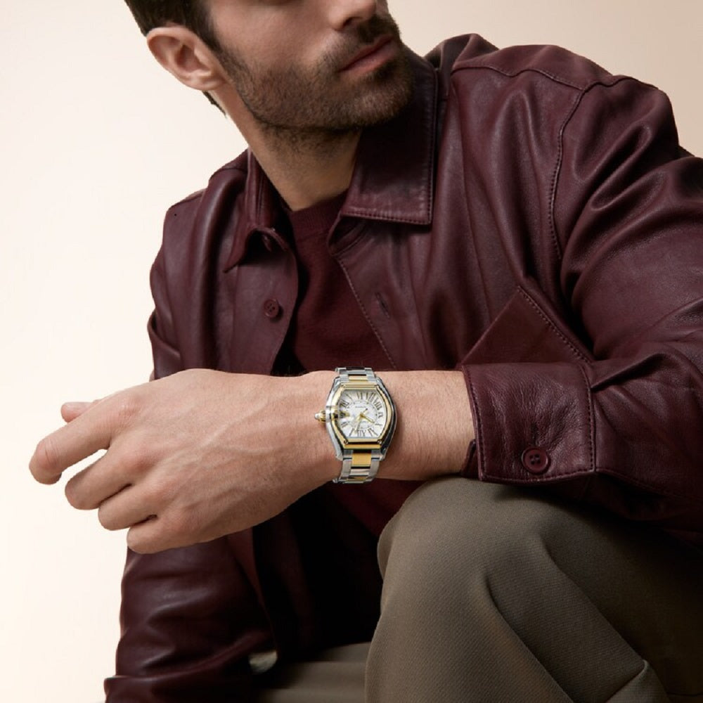 Cartier Roadster watch, Stainless Steel and 18k Yellow Gold, 47.2mm x 38.8mm, Ref# W2RD0010, Watch on hand