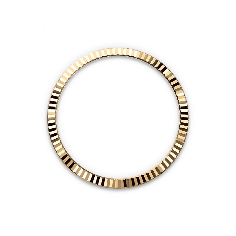 Rolex Datejust 36, Oystersteel and 18k Yellow Gold, Olive green sunray dial, Fluted Oyster, Ref# 126233-0058, Bezel