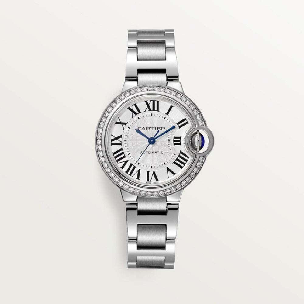 Cartier Ballon Bleu de Cartier, Stainless Steel and 50 Diamonds, 33mm, Ref# W4BB0023