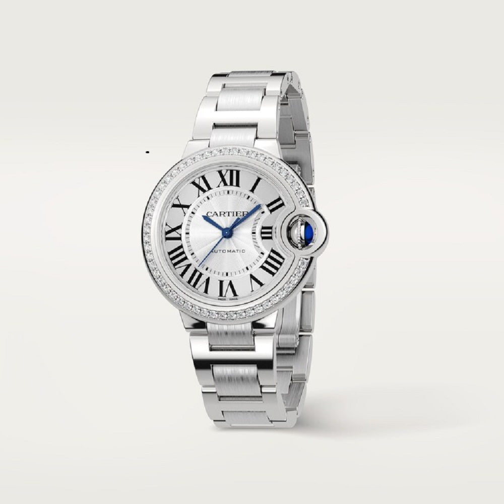 Cartier Ballon Bleu de Cartier, Stainless Steel and 50 Diamonds, 33mm, Ref# W4BB0023, Main view