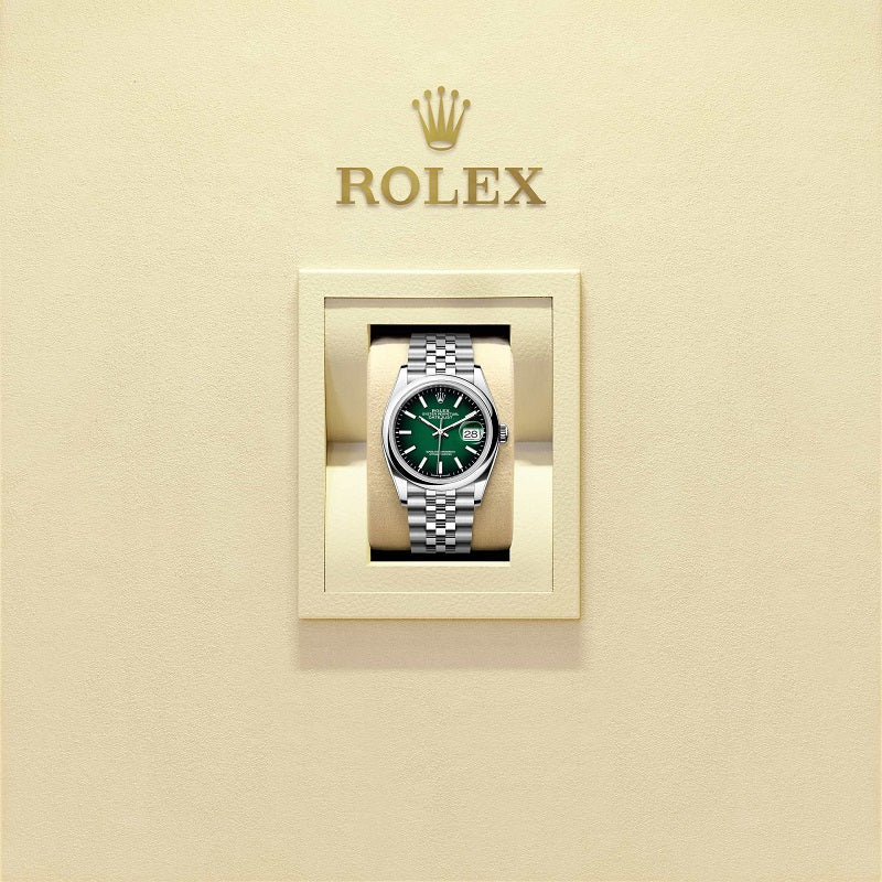 Rolex Datejust 36, Oystersteel, Green ombré dial, Domed Jubilee, Ref# 126200-0026, Watch in box