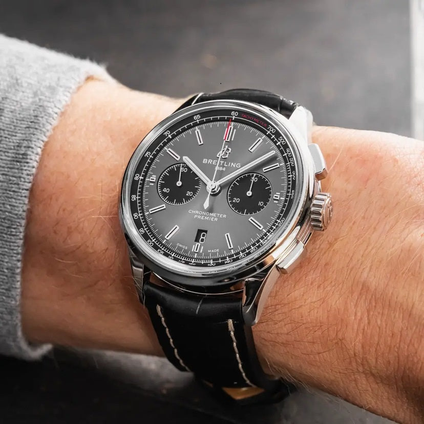 Breitling Premier B01 Chronograph 42, Stainless steel, Ref# A13315351C1A1, Watch on hand