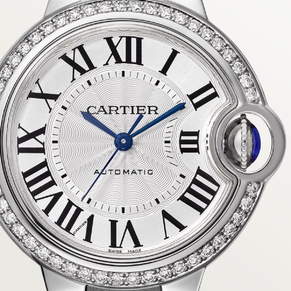 Cartier Ballon Bleu de Cartier, Stainless Steel and 50 Diamonds, 33mm, Ref# W4BB0023, Dial