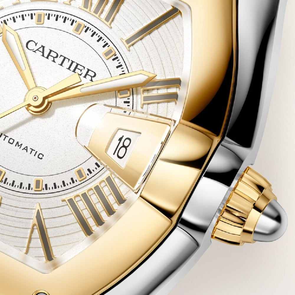 Cartier Roadster watch, Stainless Steel and 18k Yellow Gold, 47.2mm x 38.8mm, Ref# W2RD0010, Dial