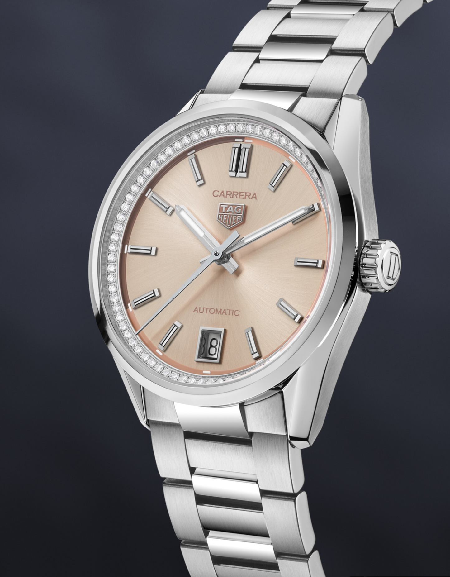 TAG Heuer Carrera Calibre 7 Date, Stainless Steel set with Diamonds, 36mm, Ref# WBN231A.BA0001, Main view