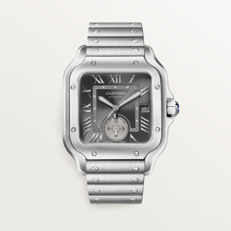 Unworn Cartier Santos de Cartier Dual Time, Stainless Steel, 40.2mm, Ref# WSSA0076
