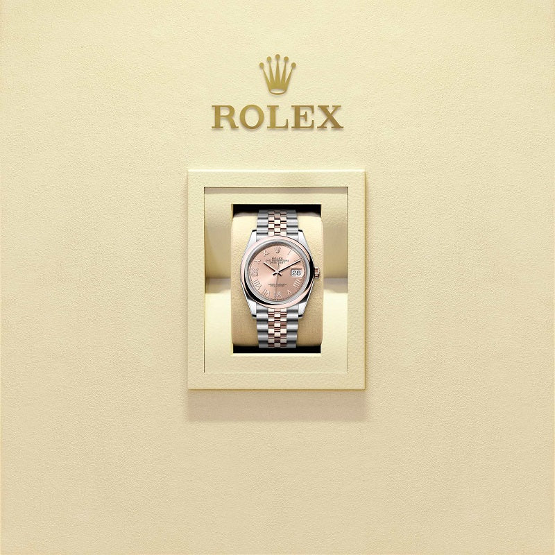 Rolex Datejust 36, Oystersteel and 18k Everose Gold, Rosé-colour set with diamonds dial, Domed Jubilee, Ref# 126201-0049, Wach in box