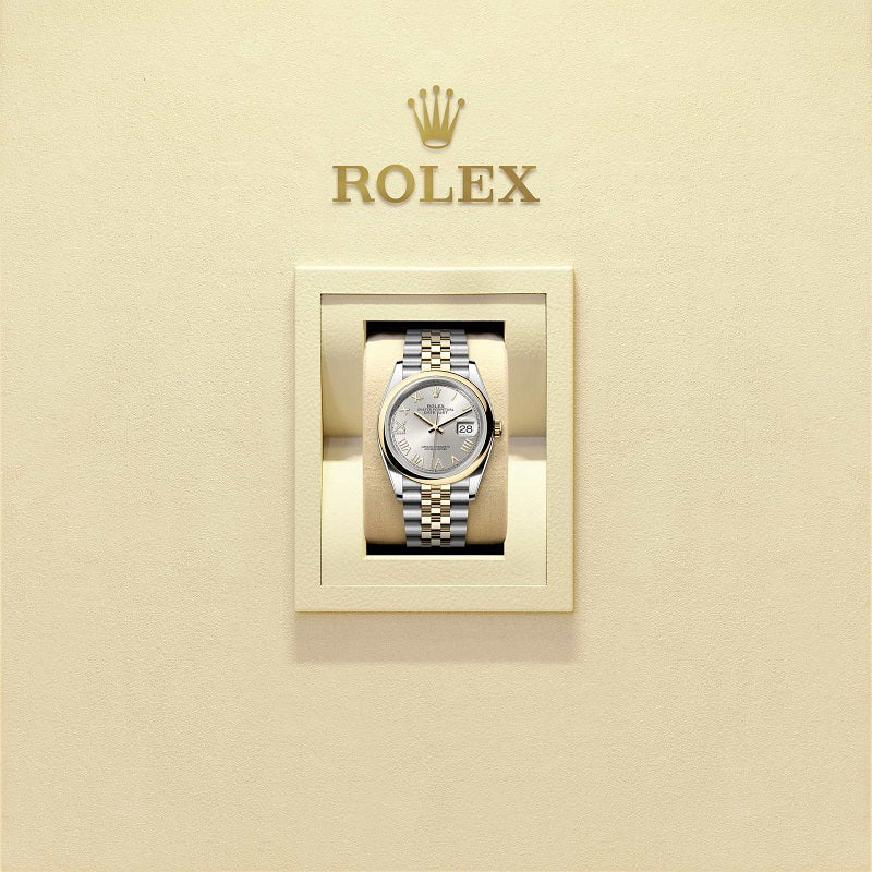 Rolex Datejust 36, Oystersteel and 18k Yellow Gold, Silver set with Diamonds dial, Domed Jubilee, Ref# 126203-0051,  watch in box