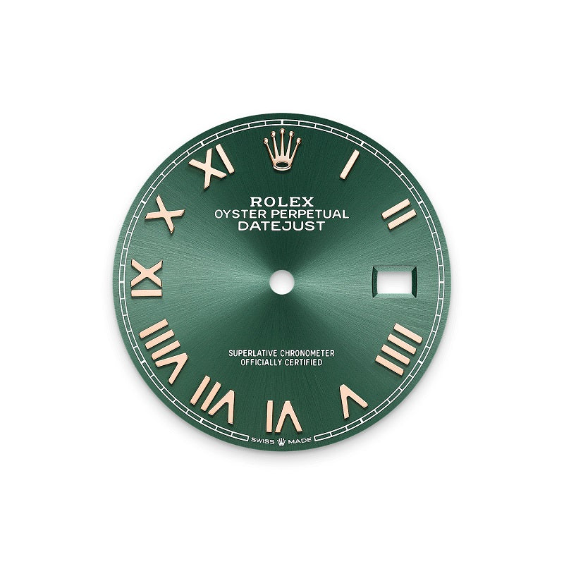 Rolex Datejust 36, Oystersteel and 18k Everose Gold, Mint green sunray Roman dial, Diamond-set bezel Jubilee, Ref# 126281rbr-0039, Dial