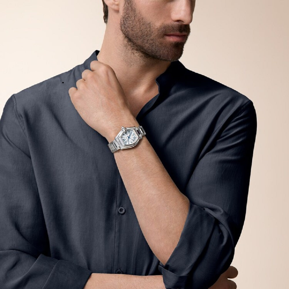 Cartier Roadster watch, Stainless Steel, 42.5mm x 34.92mm, Ref# WSRD0019, Watch on hand