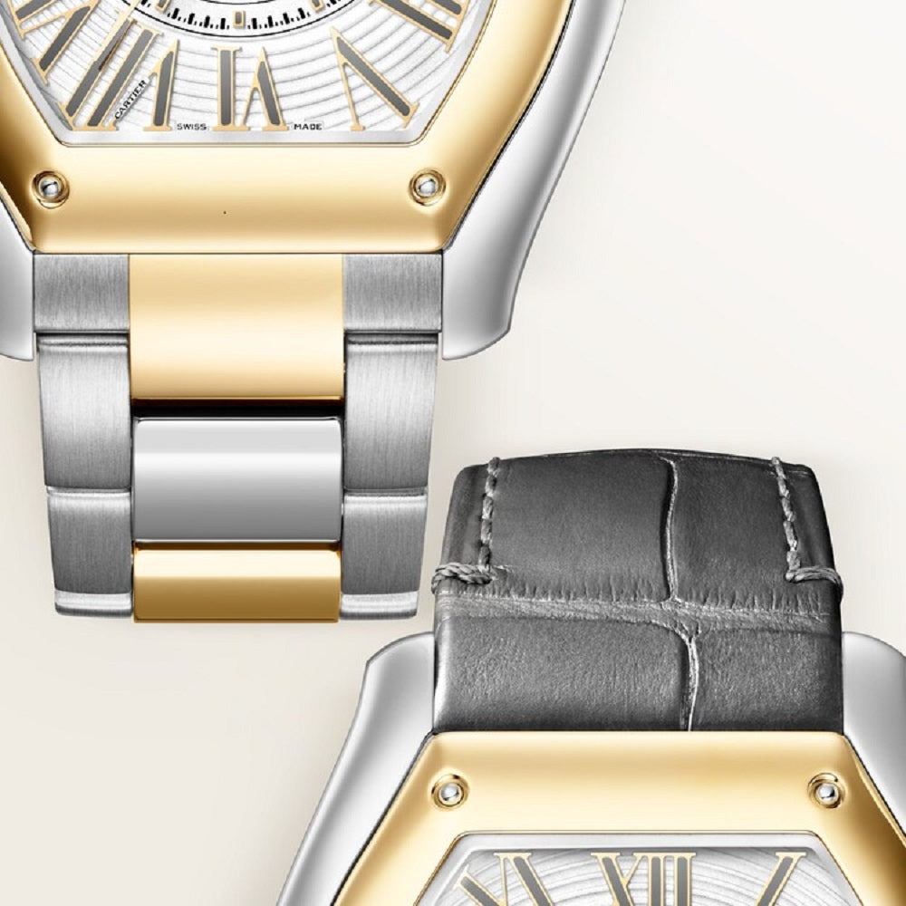 Cartier Roadster watch, Stainless Steel and 18k Yellow Gold, 47.2mm x 38.8mm, Ref# W2RD0010, Bracelet and strap
