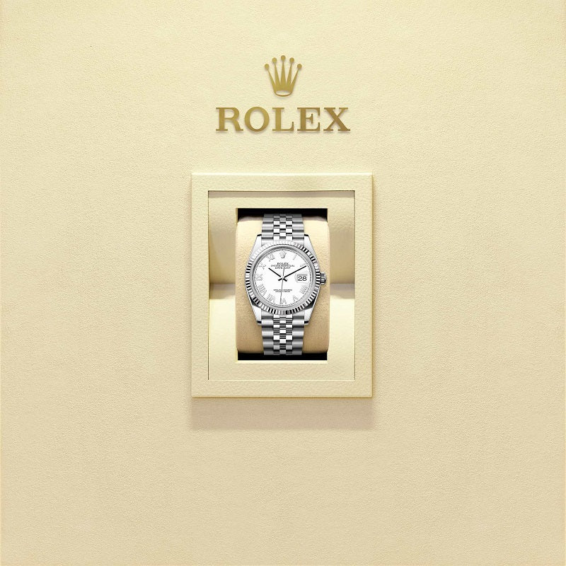 Rolex Datejust 36, Oystersteel and 18k White Gold, Intense white dial, Fluted Oyster, Ref# 126234-0061, Watch in box