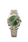 Rolex Datejust 41, Oystersteel and 18k Yellow Gold, Olive green Roman sunray dial, Fluted Jubilee, Ref# 126333-0024