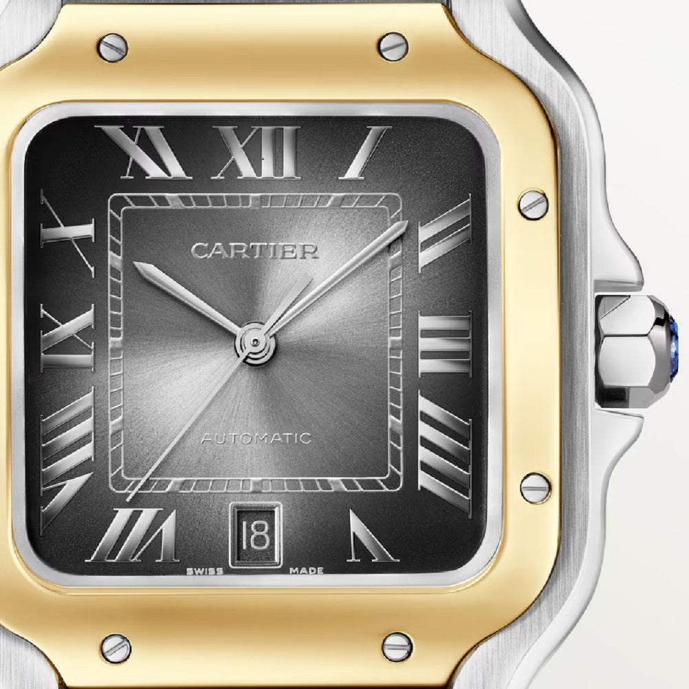 Cartier Santos de Cartier, Stainless Steel and 18k Yellow Gold, 39.8mm, Ref# W2SA0030, Dial