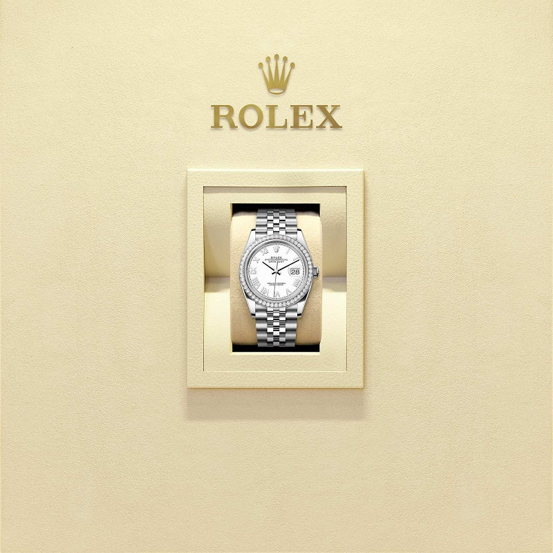 Rolex Datejust 36, Oystersteel and 18k White Gold, Intense white dial, Diamond-set bezel Jubilee, Ref# 126284rbr-0053, Watch in box