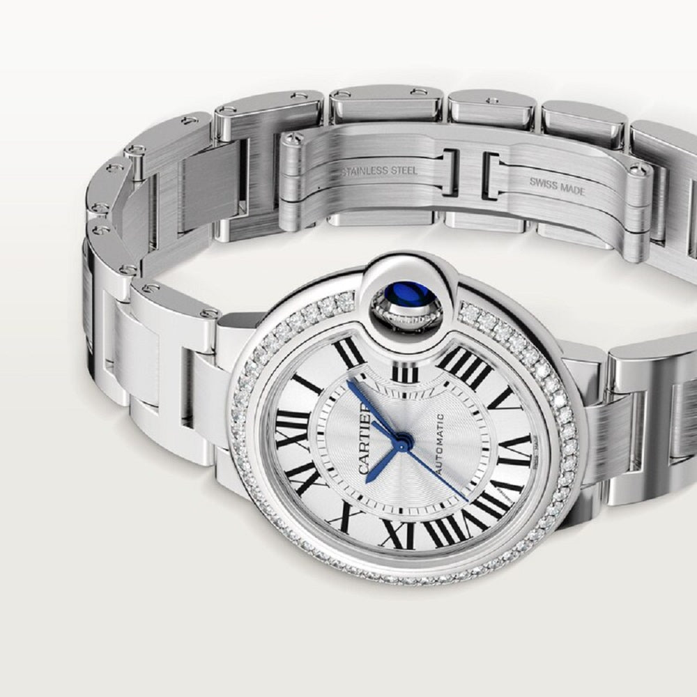 Cartier Ballon Bleu de Cartier, Stainless Steel and 50 Diamonds, 33mm, Ref# W4BB0023, Main view 1