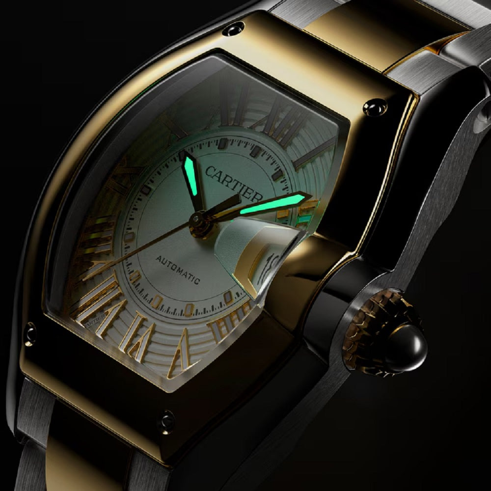 Cartier Roadster watch, Stainless Steel and 18k Yellow Gold, 42.5mm x 34.92mm, Ref# W2RD0009, Luminous