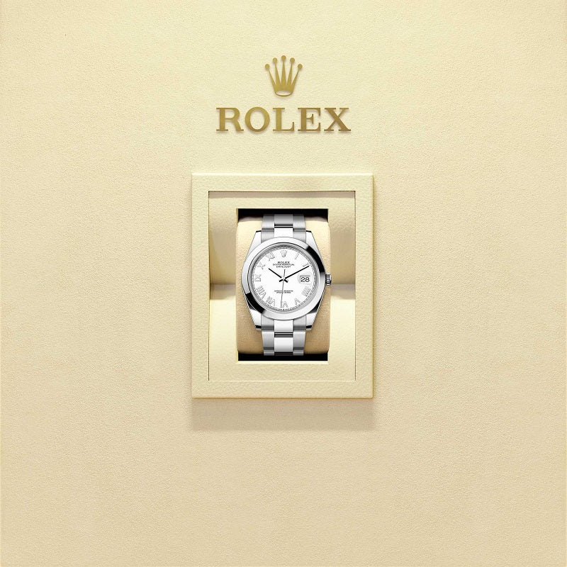 Rolex Datejust 41, Oystersteel, Intense white Roman dial, Smooth Oyster, Ref# 126300-0027, Watch in box