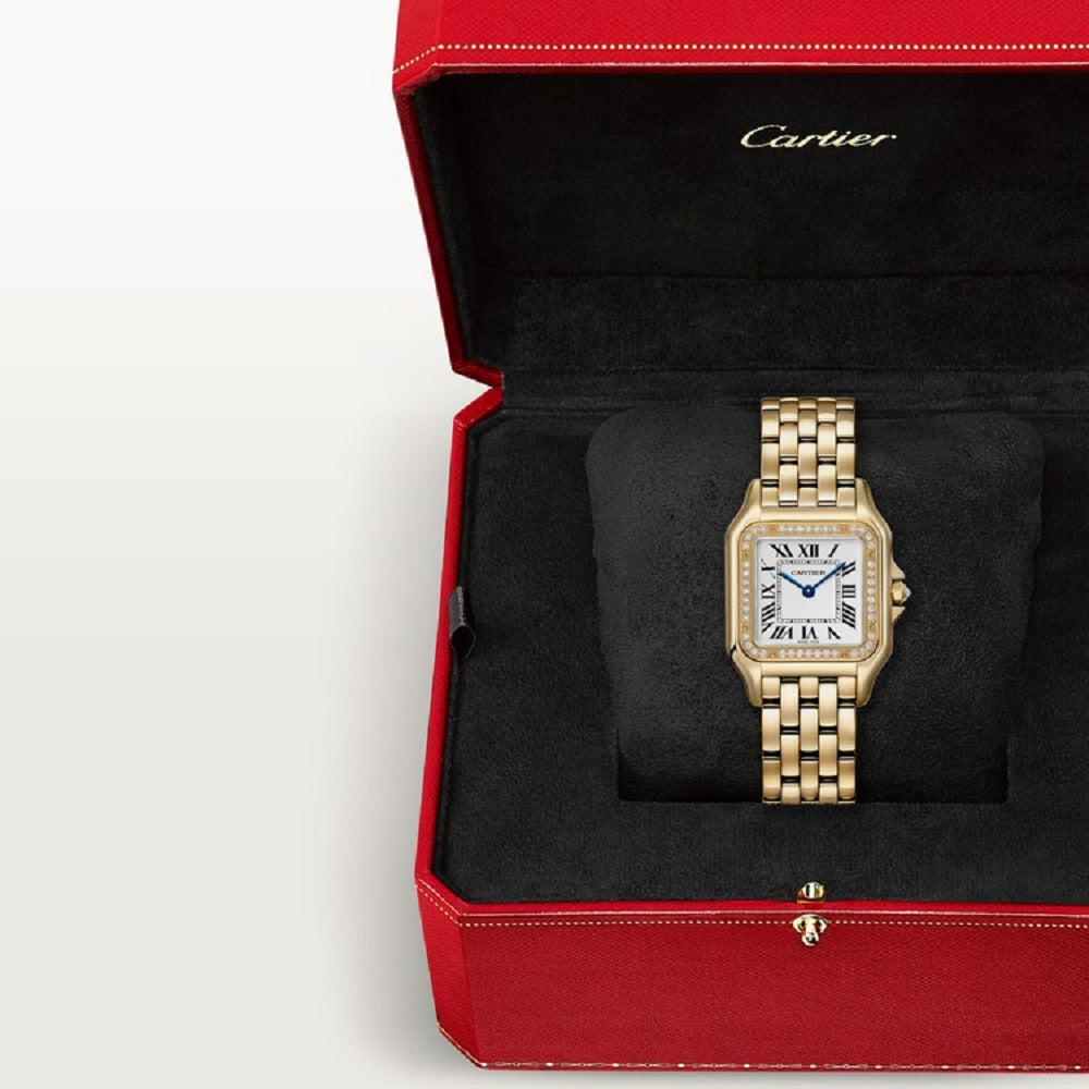 Cartier Panthère de Cartier Medium, 18k Yellow Gold and Diamonds, 27mm x 36mm, Ref# WJPN0085, Watch in box
