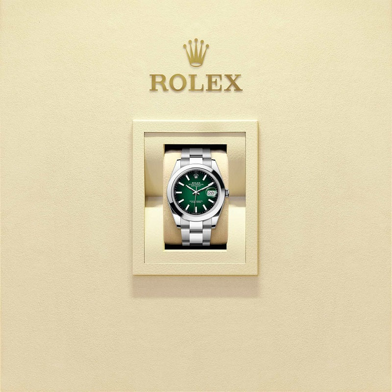 Rolex Datejust 41, Oystersteel, Green ombré dial, Smooth Oyster, Ref# 126300-0025, Watch in box