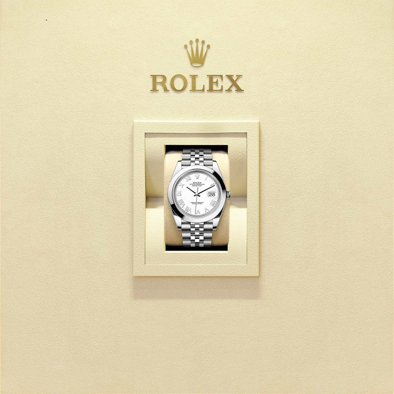Rolex Datejust 41, Oystersteel, Intense white Roman dial, Smooth Jubilee, Ref# 126300-0028, Watch in box