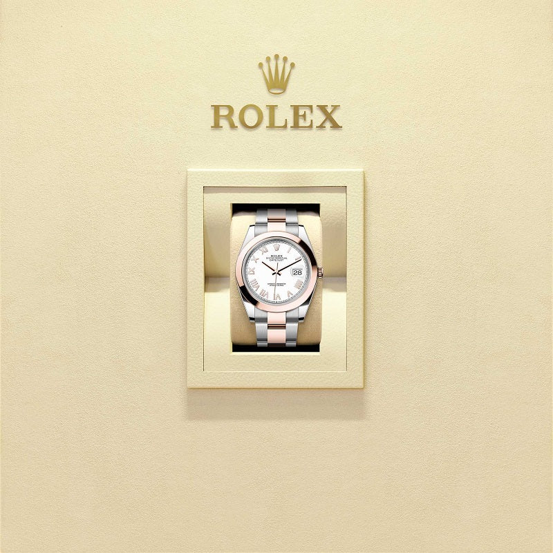 Rolex Datejust 41, Oystersteel and 18k Everose Gold, Intense White Roman dial, Smooth Oyster, Ref# 126301-0025, Watch in box