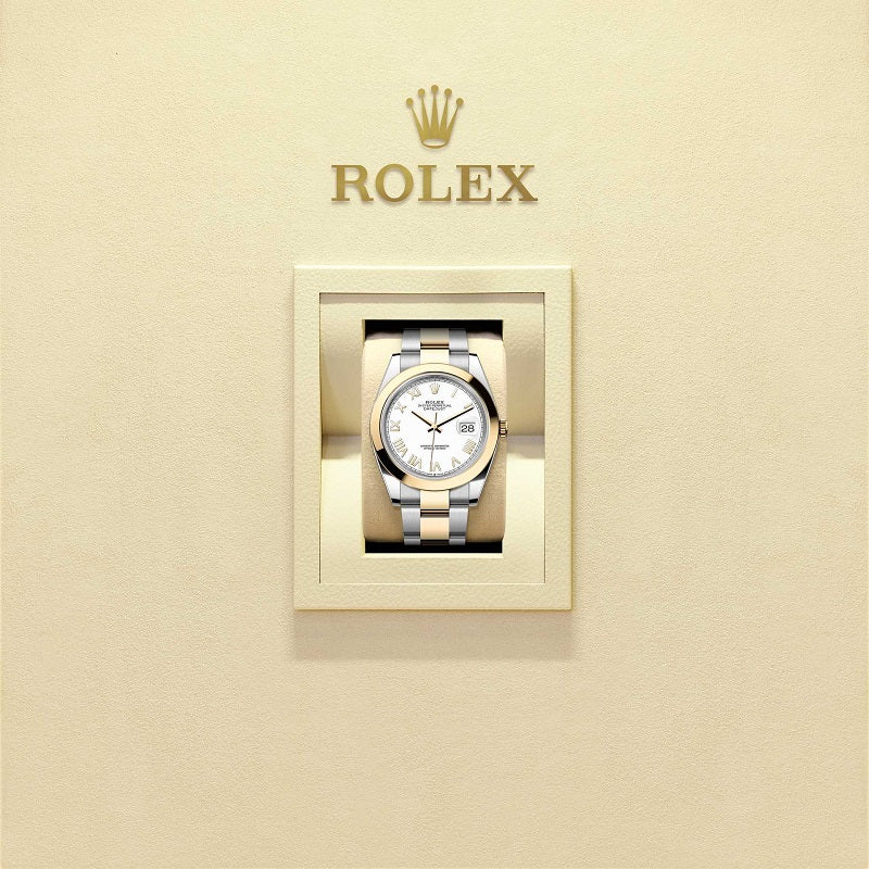 Rolex Datejust 41, Oystersteel and 18k Yellow Gold, Intense White Roman dial, Smooth Oyster, Ref# 126303-0025, Watch in box