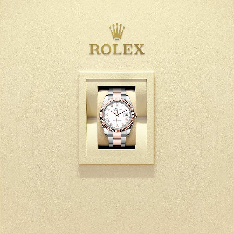 Rolex Datejust 41, Oystersteel and 18k Everose Gold, Intense White Roman dial, Fluted Oyster, Ref# 126331-0025, Wach in box