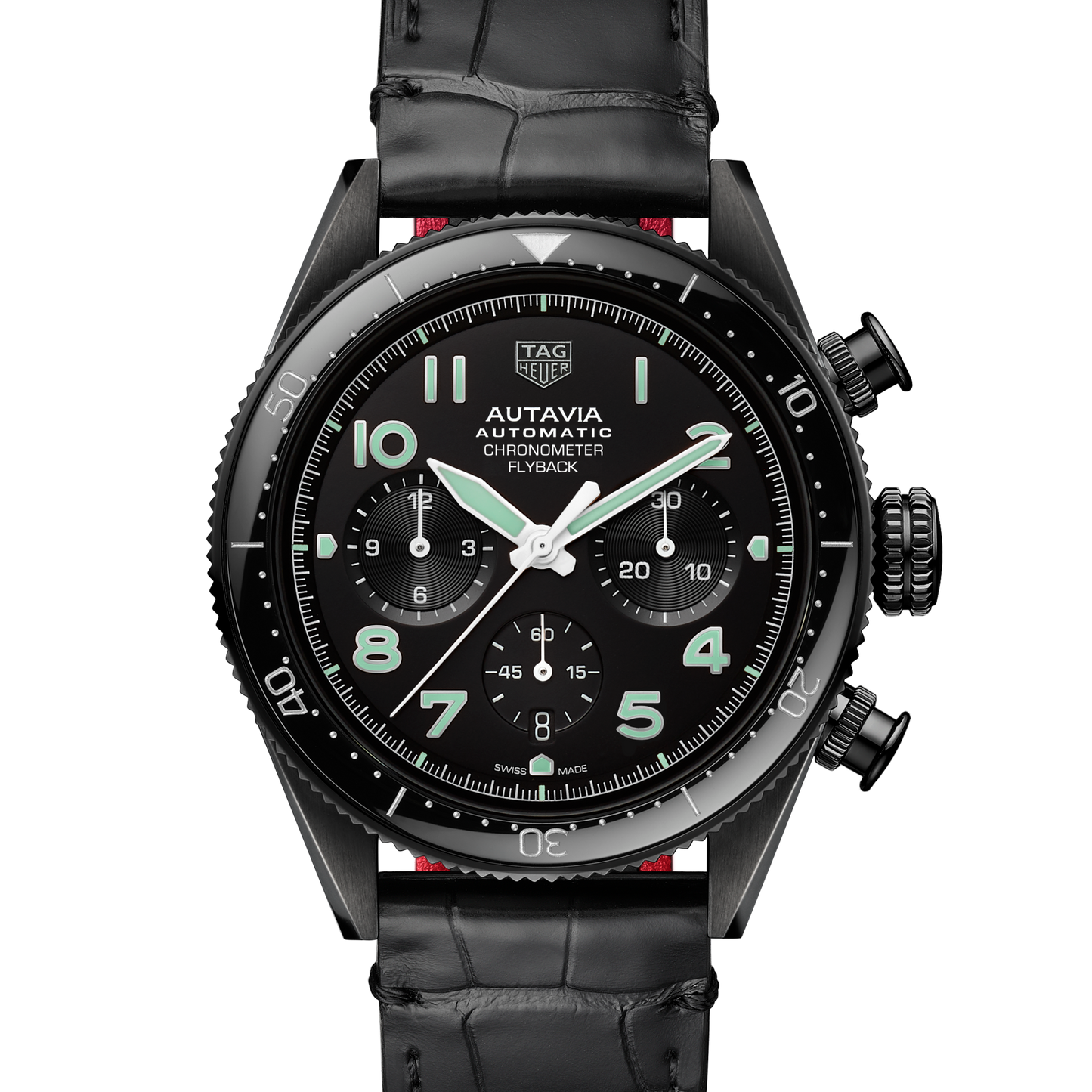 TAG Heuer Autavia Flyback Chronometer, 42 mm, Black DLC Stainless Steel and ceramic, Ref# CBE511C.FC8280, Dial