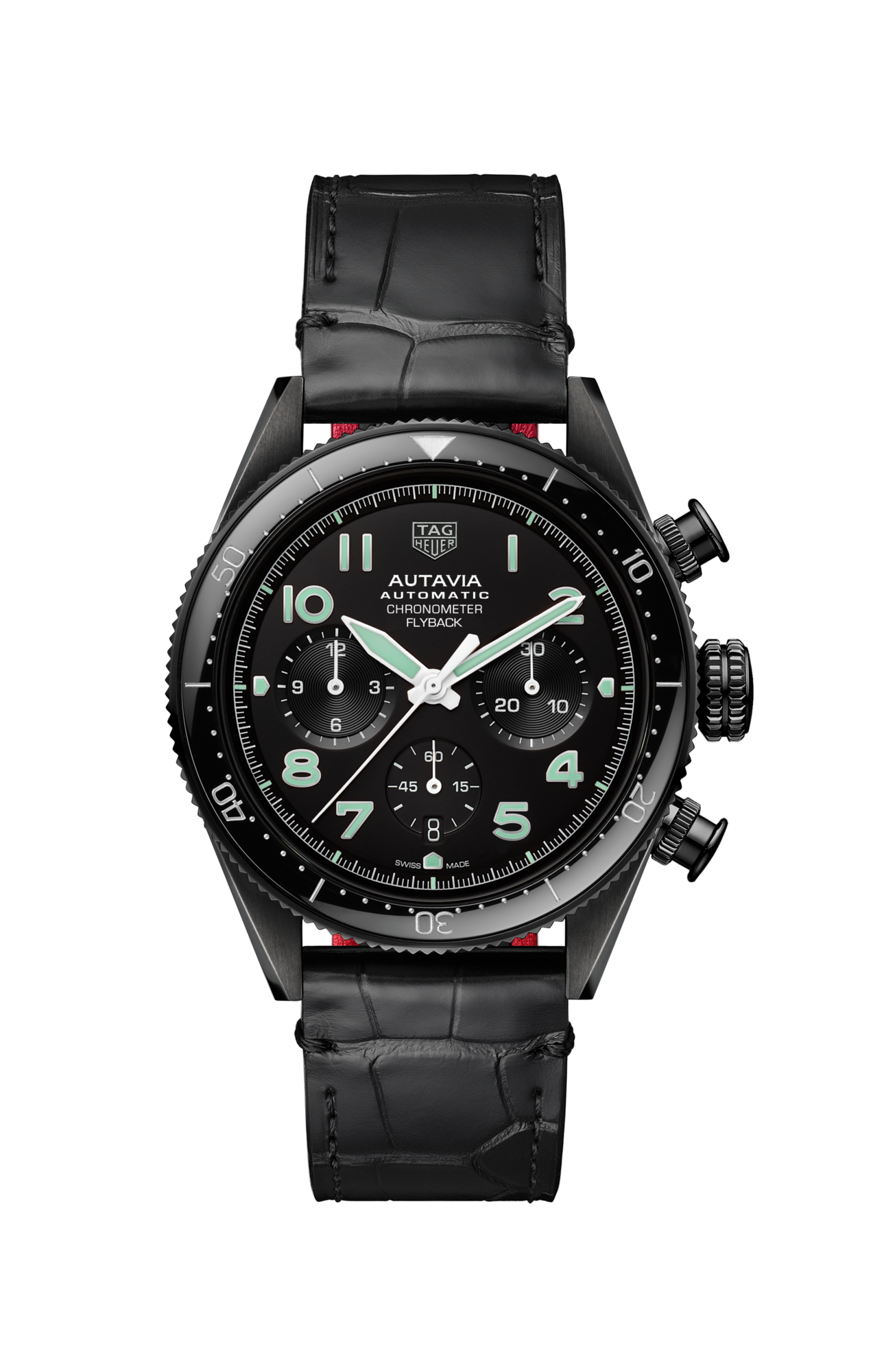 TAG Heuer Autavia Flyback Chronometer, 42 mm, Black DLC Stainless Steel and ceramic, Ref# CBE511C.FC8280