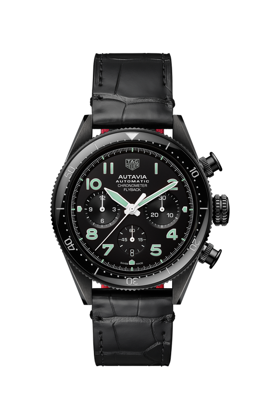 TAG Heuer Autavia Flyback Chronometer, 42 mm, Black DLC Stainless Steel and ceramic, Ref# CBE511C.FC8280