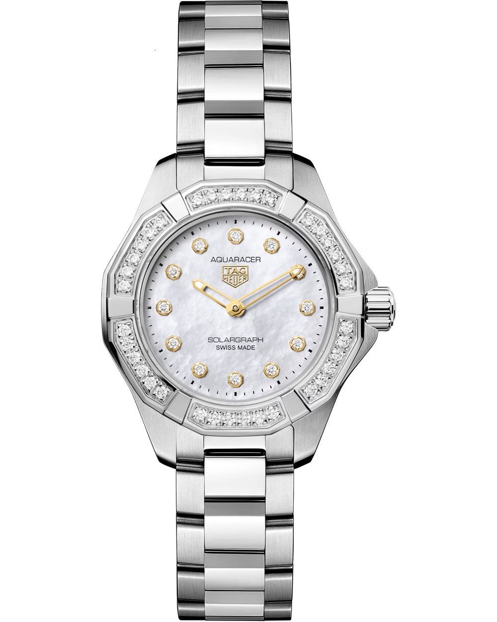 TAG Heuer Aquaracer Professional 100 Solargraph, Stainless Steel and Diamonds set, Solar Quartz, 28 mm, Ref# WBP141J.BA0049, 1