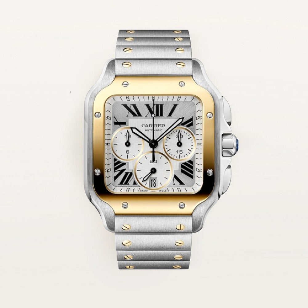 Cartier Santos de Cartier, Stainless Steel and 18k Yellow Gold, 47mm x 39.8mm, Ref# W2SA0035