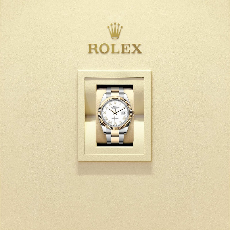 Rolex Datejust 41, Oystersteel and 18k Yellow Gold, Intense White Roman dial, Fluted Oyster, Ref# 126333-0025, Watch in box
