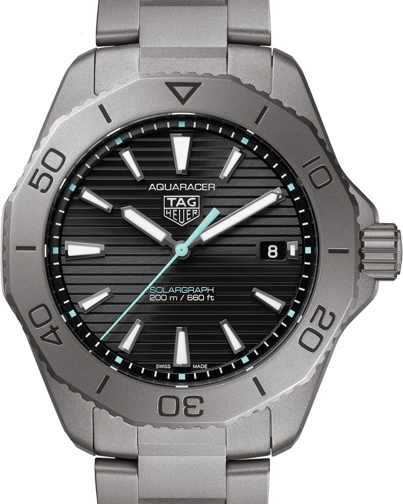 TAG Heuer Aquaracer Professional 200 Solargraph, Titanium, 40mm, Ref# WBP1180.BF0000, Dial